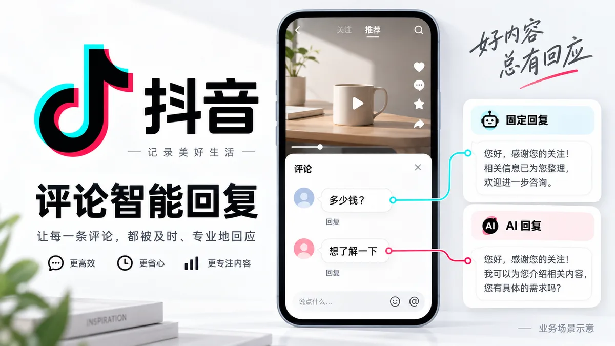 抖音评论智能回复 · 业务场景示意